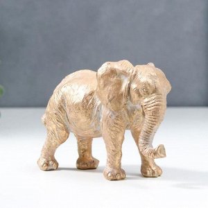Сувенир полистоун "Индийский слон" светлое золото 10,5х6,5х15 см