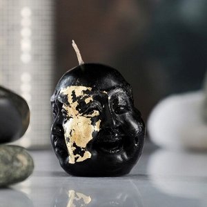 Фигурная свеча "Трехликий" черная с поталью, 4,5х5,5см 7311036