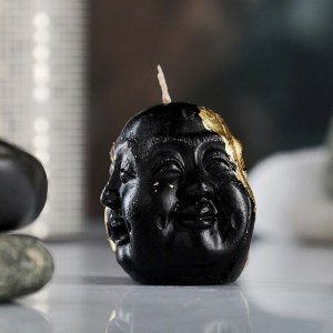Фигурная свеча "Трехликий" черная с поталью, 4,5х5,5см 7311036