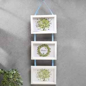 Фоторамка-коллаж на 3 фото 10x15 см «Тройняшки на тесьме», белый, (пластиковый экран)