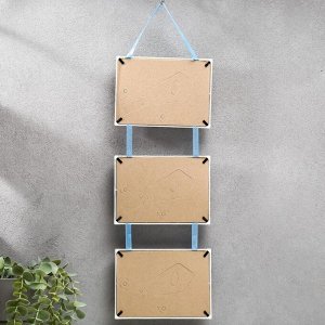 Фоторамка-коллаж на 3 фото 10x15 см «Тройняшки на тесьме», белый, (пластиковый экран)