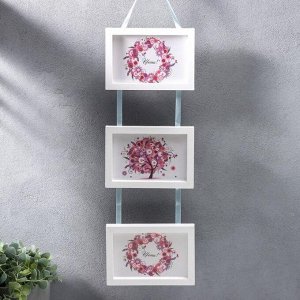 Фоторамка-коллаж на 3 фото 10x15 см «Тройняшки на тесьме», белый, (пластиковый экран)