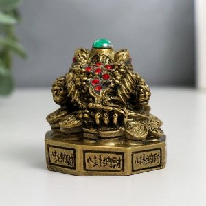 Нэцкэ фигурка «Жаба на Ба-гуа», полистоун, под бронзу, 5.8*5.8*6.6 см