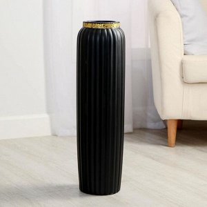 Ваза напольная «Геометрия люкс», вертикаль, 13x60 см, керамика, чёрная