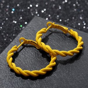 Серьги-кольца "Лауд" косички, цвет жёлтый, d=3.5