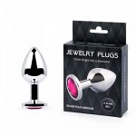 SILVER PLUG MEDIUM (втулка анальная), L 82 мм, D 34 мм, вес 90г, цвет кристалла рубиновый
