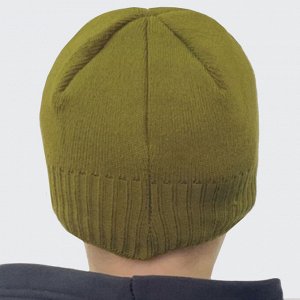 Вязаная оливковая мужская шапка №33