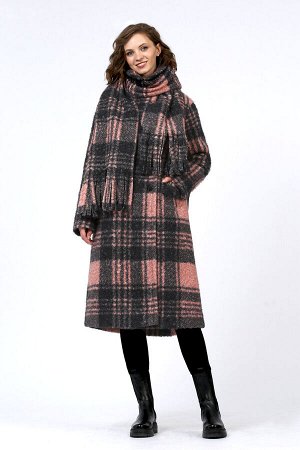 Пальто женское "Розовая клетка" модель 048/1