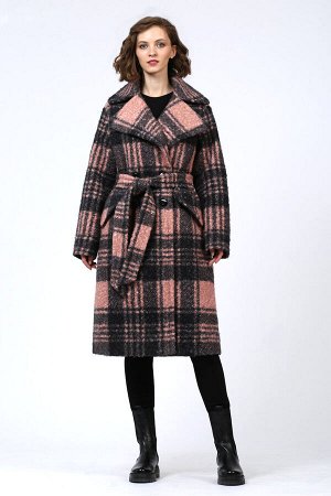 Пальто женское "Розовая клетка" модель 048/1