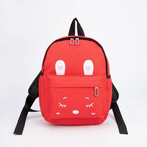 Рюкзак детский, отдел на молнии, наружный карман, дышащая спинка, 2 боковых кармана, цвет красный, «Зайка»