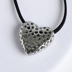 Кулон на шнурке "Сердце" объёмное, цвет серебро 7472853