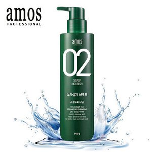 AMOS Professional 02 Scalp Nourish / The Greentea Shampoo Refresh Шампунь для волос 500 гр., ,