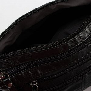 Сумка-мешок, 2 отдела на молнии, 3 наружных кармана, длинный ремень, цвет чёрный