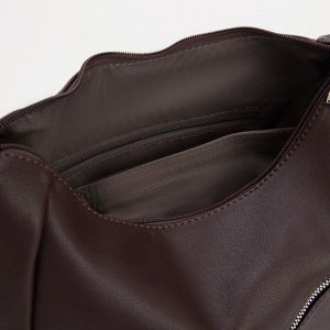 Сумка-хобо, отдел на молнии, наружный карман, цвет коричневый