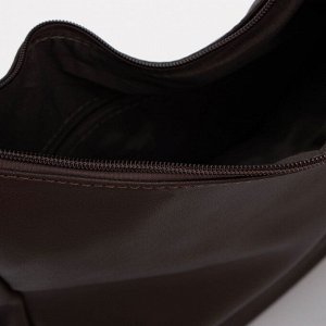 Сумка-хобо, отдел на молнии, 3 наружных кармана, цвет коричневый
