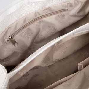 Сумка-тоут, отдел на молнии, наружный карман, длинный ремень, цвет белый