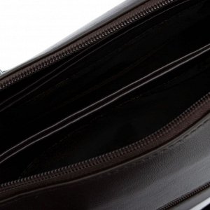 Саквояж, 3 отдела на молнии, наружный карман, цвет тёмно-коричневый