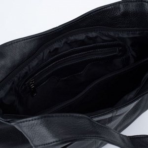Сумка-тоут, отдел на молнии, 3 наружных кармана, длинный ремень, цвет чёрный