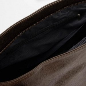 Сумка-тоут, отдел на молнии, наружный карман, регулируемый ремень, цвет коричневый
