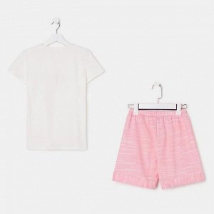 Комплект женский (футболка, шорты) цвет светло-розовый, размер 52