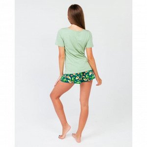 Комплект женская (футболка, шорты), цвет оливковый/авокадо, размер 50