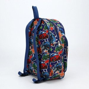 Рюкзак детский, отдел на молнии, наружный карман, цвет синий, «Машинки»