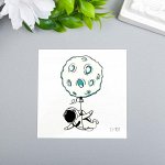 Татуировка на тело фосфорная &quot;Космонавт с воздушным шаром-Земля&quot; 6х6 см