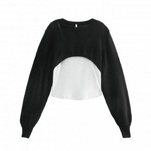 Пуловер женский, цвет: черный