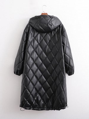 Стеганное пальто женское, цвет: черный
