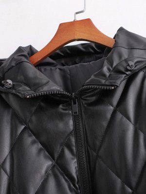 Стеганное пальто женское, цвет: черный