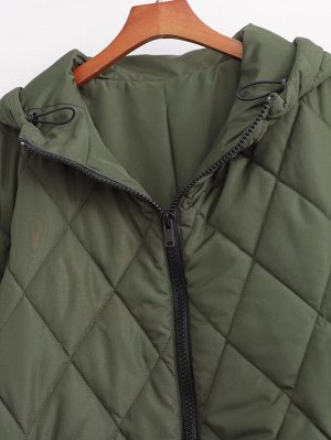 Стеганное пальто женское, цвет: темно-зеленый