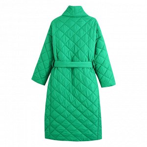 Стеганное пальто женское, цвет: зеленый