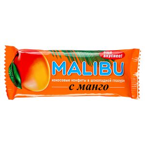 Батончик MALIBU кокосовый с манго в шоколадной глазури 50 г 1 уп.х 20 шт.