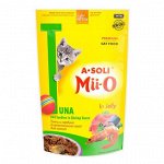 A-Soli Mii-O для котят пауч Тунец и сардина в креветочн.соусе 80г ПРОМО НАБОР 11+1 всего 12 шт.