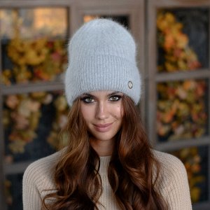 Вязанная шапка «Жаклин» цвет светло - серый