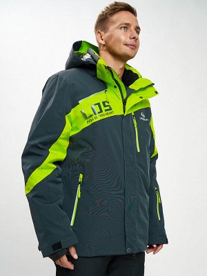 Горнолыжная куртка мужская большого размера зеленого цвета 77029Z