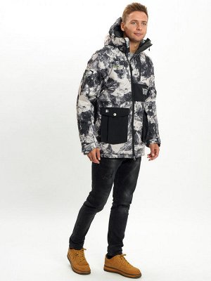 Молодежная зимняя куртка мужская бежевого цвета 059B