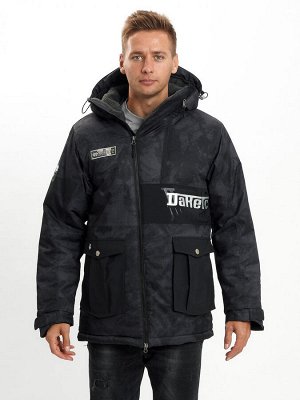 Молодежная зимняя куртка мужская черного цвета 059Ch