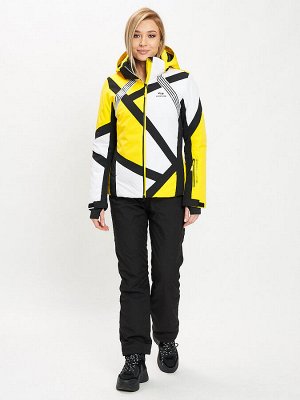 Горнолыжная куртка женская желтого цвета 77031J