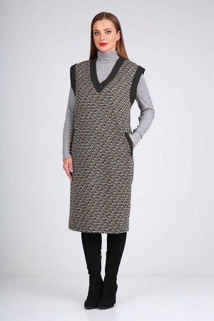 Платье, Джемпер / Viola Style 5492 серый_-_черный