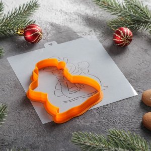 Форма для вырезания печенья и трафарет «Снеговик», 8?10 см, цвет оранжевый