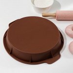 Форма силиконовая &quot;Круг с ручками&quot; 29х25,5х4см, цвет МИКС