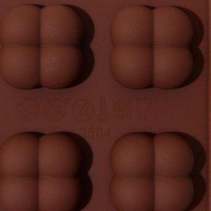Форма силиконовая для льда и кондитерских украшений Доляна «Креоль», 21x10,5x2,5 см, 15 ячеек, цвет шоколадный