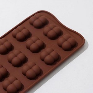 Форма для шоколада Доляна «Креоль», силикон, 21x10,5x2,5 см, 15 ячеек, цвет коричневый
