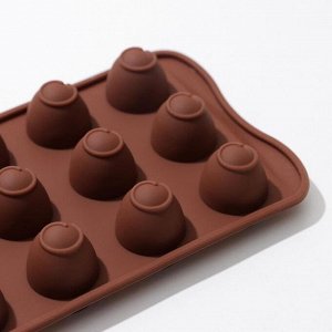 Форма для шоколада Доляна «Рондо», 21x10,5x3 см, 15 ячеек, цвет коричневый