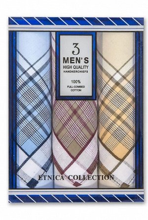 Подарочный набор мужских носовых платков "Etnica Collection" 3 шт
