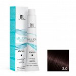 Крем-краска для волос TNL Million Gloss оттенок 3.0 Темный коричневый 100 мл