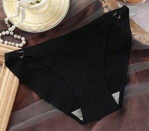 Женские трусики с металлическим декором "сердечко",  цвет черный