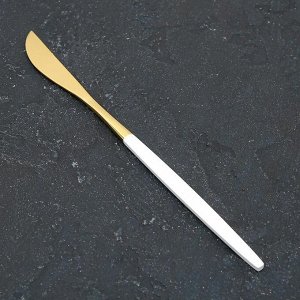 Нож столовый Magistro «Блинк», 22 см, цвет золотой, белая ручка, на подвесе