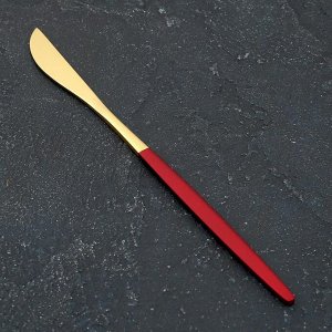 Нож столовый из нержавеющей стали Magistro «Блинк», 22 см, цвет золотой, красная ручка, на подвесе